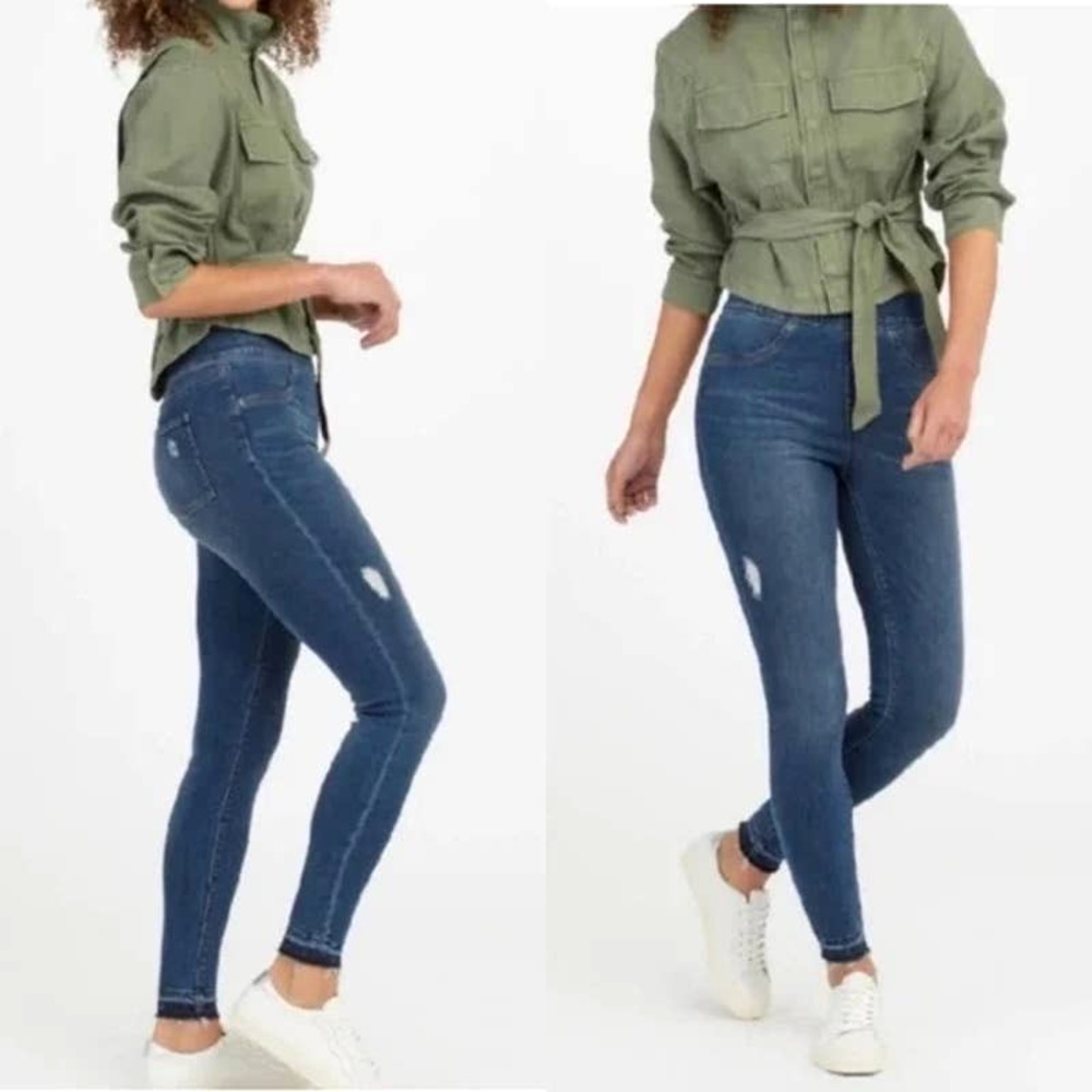 NWT SPANX Distressed Ankle Skinny Jeans Medium Wash XS